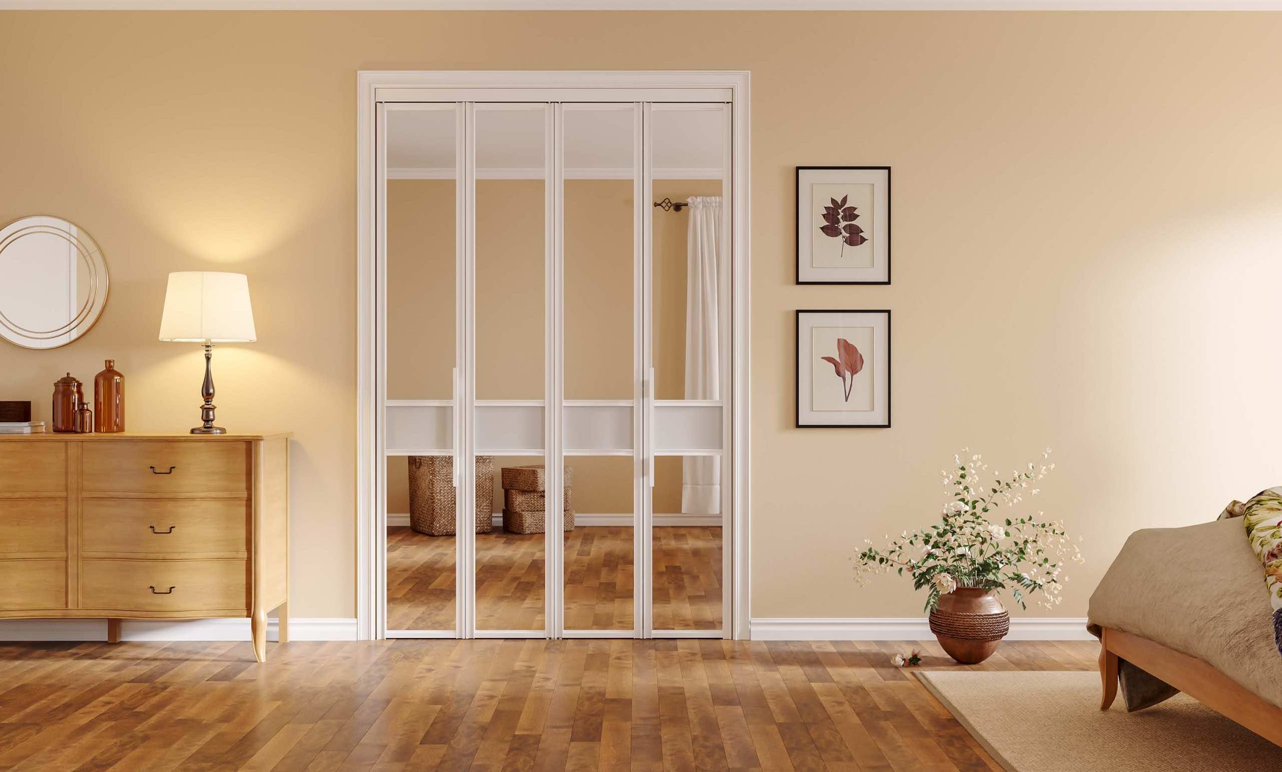 Встроенная гардеробная ARISTO 156×240×115 со складными зеркальными дверями — компактное решение для квартиры