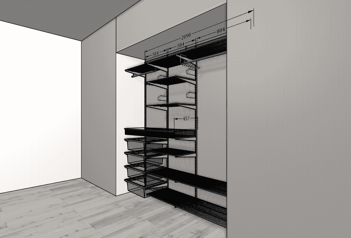 Гардеробная в цвете металлик — вместительное решение для дверной ниши