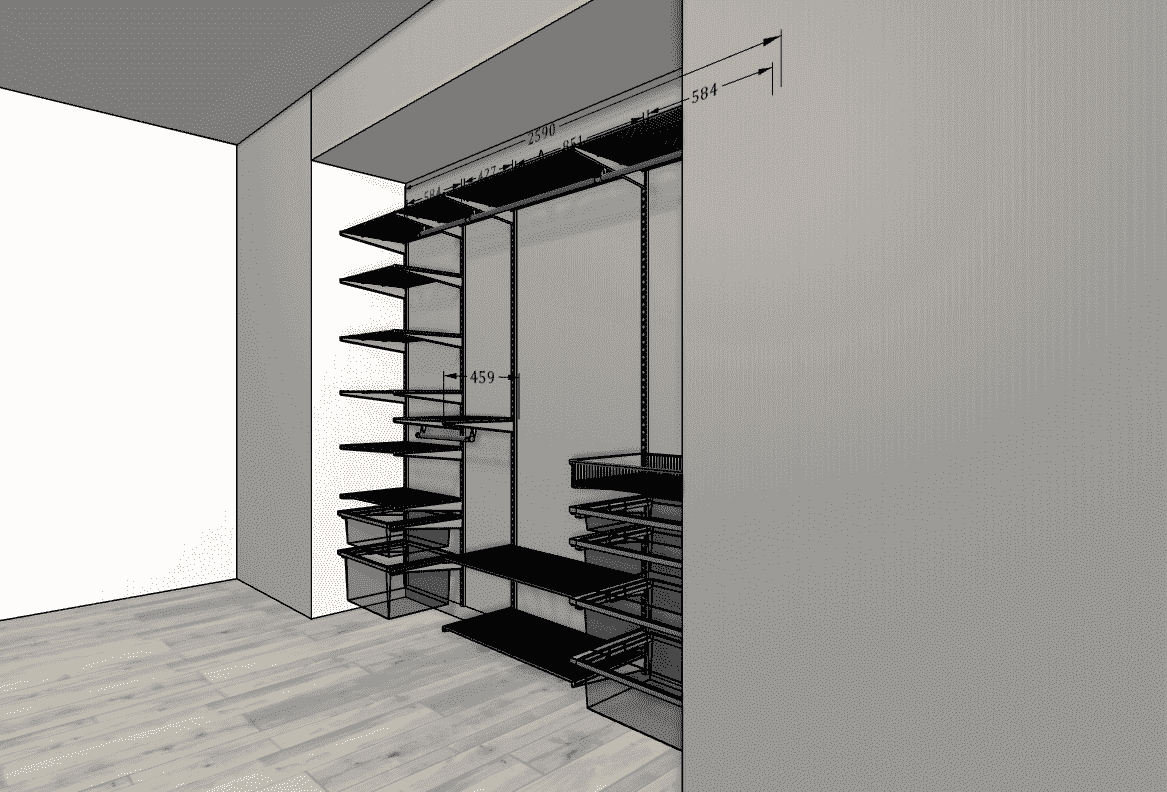 Встроенная гардеробная Аристо 260×45×230 — практичная система хранения для прихожей и гостиной