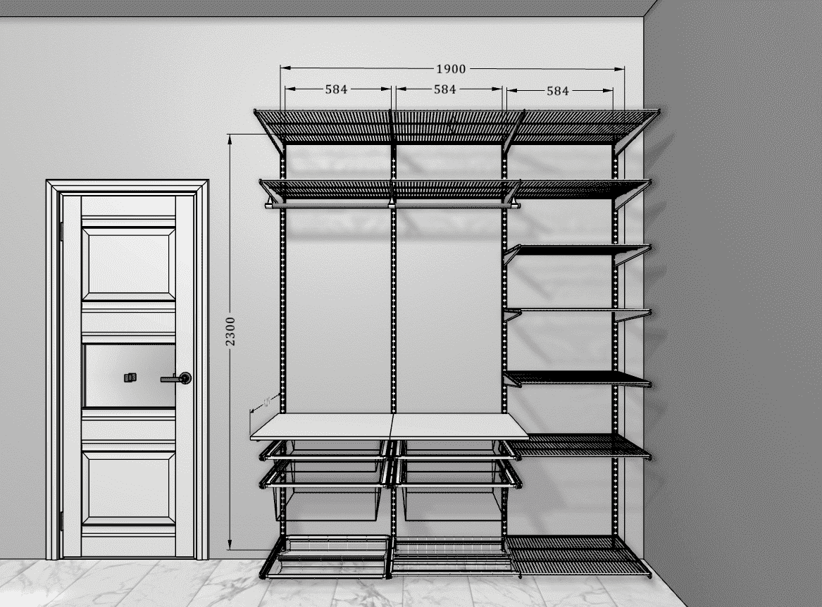 Прихожая в современном стиле со светлым деревом и сетчатыми элементами — встроенная система хранения для прихожей и гостиной