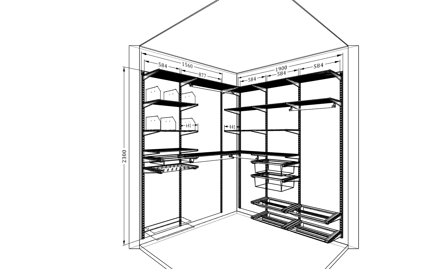 Угловая гардеробная ARISTO — компактное решение для пары