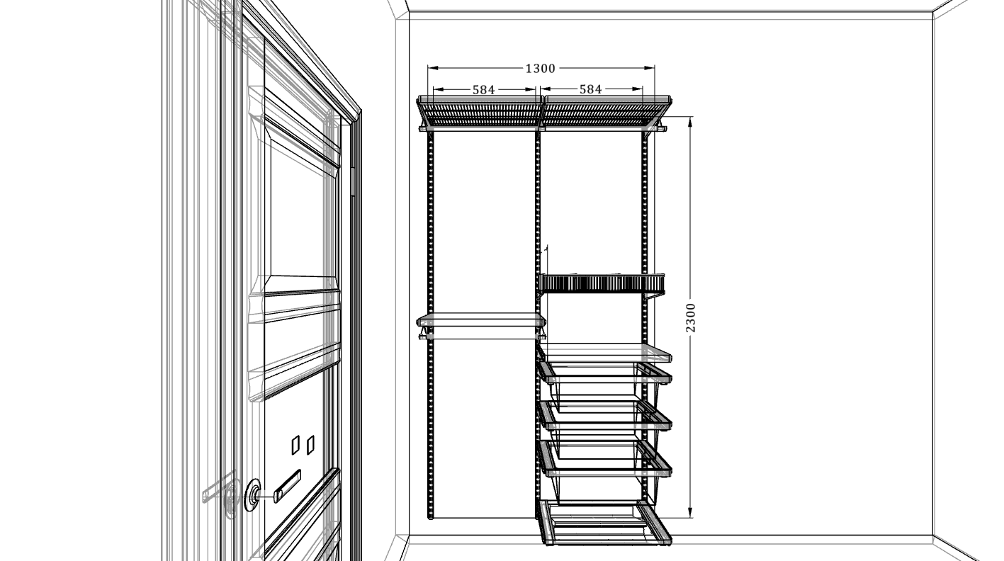 Гардеробная ARISTO в белом декоре — стильная система с деревянными элементами