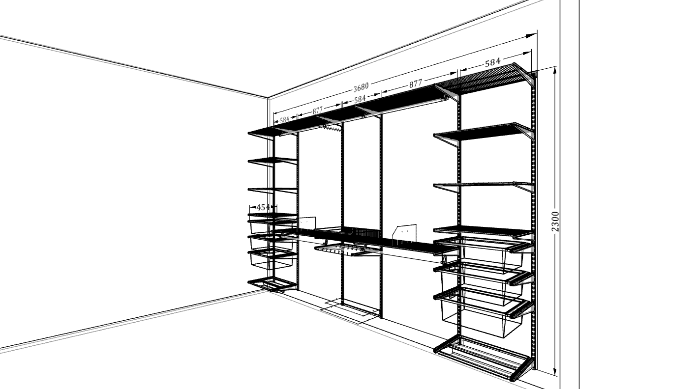Просторная гардеробная ARISTO 368×45×240 — система хранения для современного интерьера