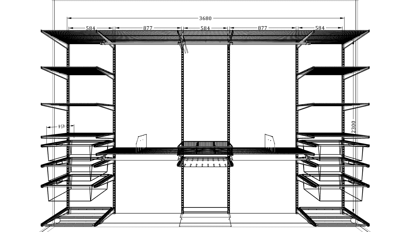 Просторная гардеробная ARISTO 368×45×240 — система хранения для современного интерьера