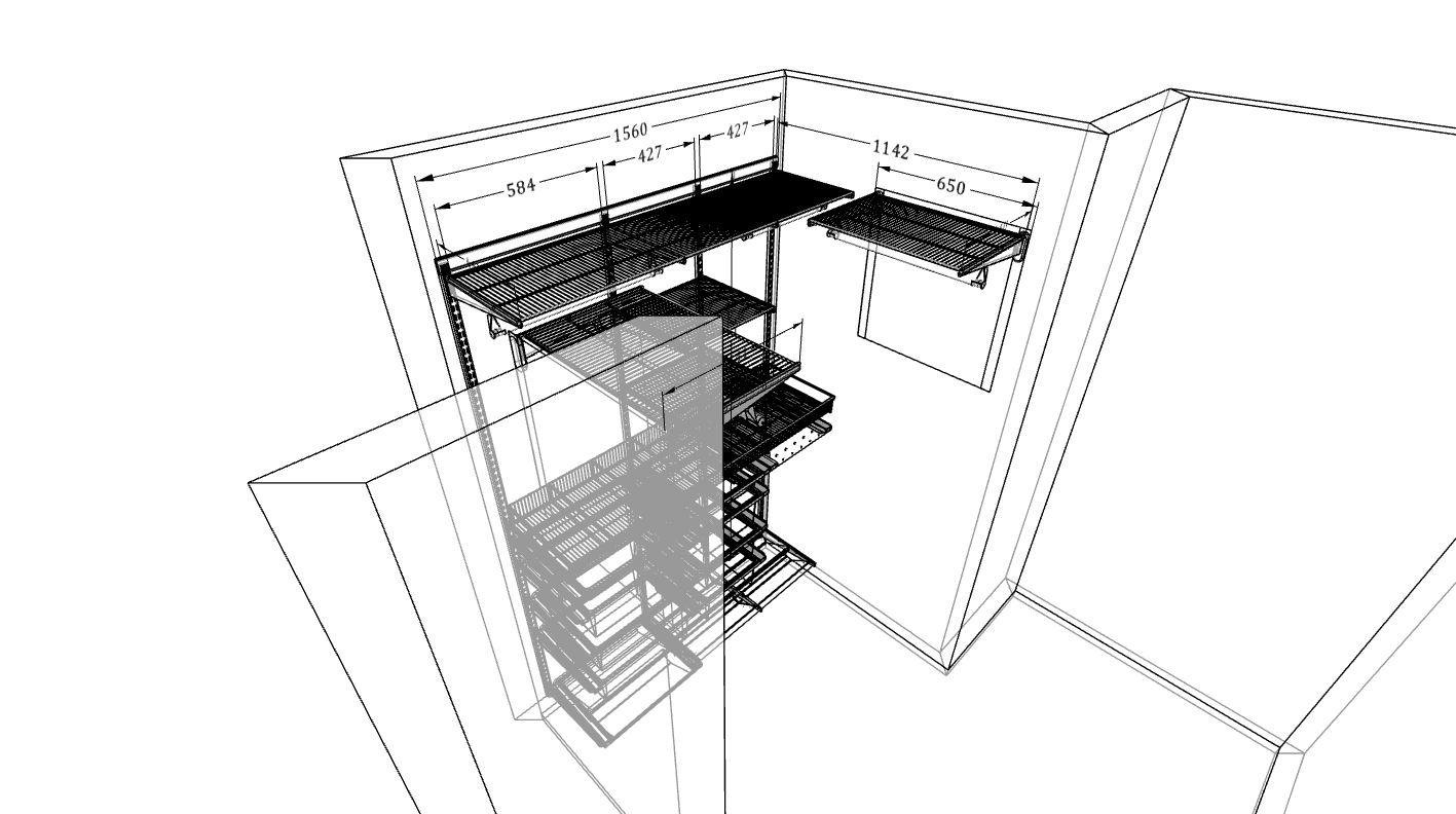 Встроенная гардеробная ARISTO 156×240×115 со складными зеркальными дверями — компактное решение для квартиры