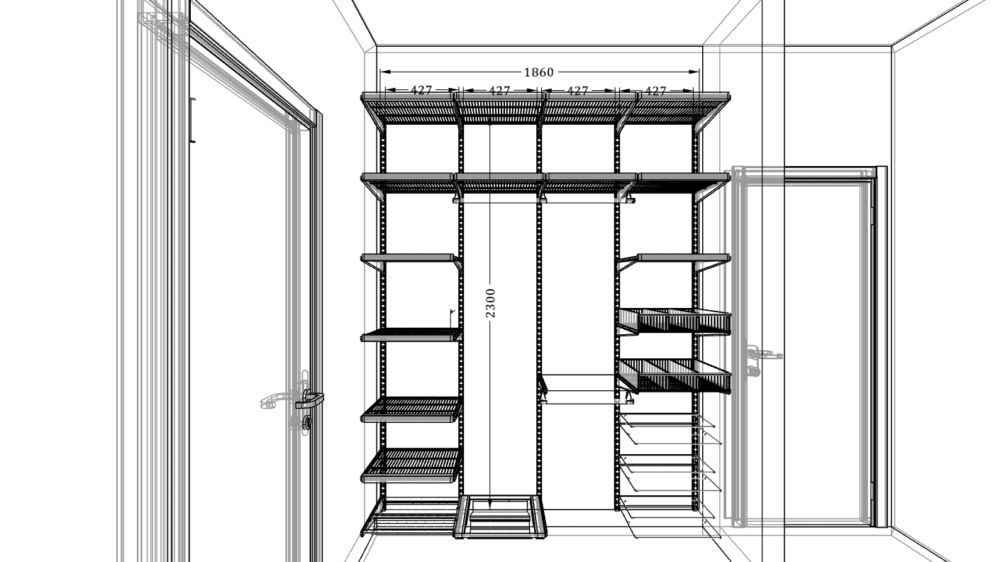 Гардеробная ARISTO со складными дверями — практичное решение для узких проходов и маленьких помещений