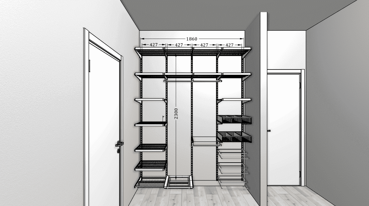 Гардеробная ARISTO со складными дверями — практичное решение для узких проходов и маленьких помещений