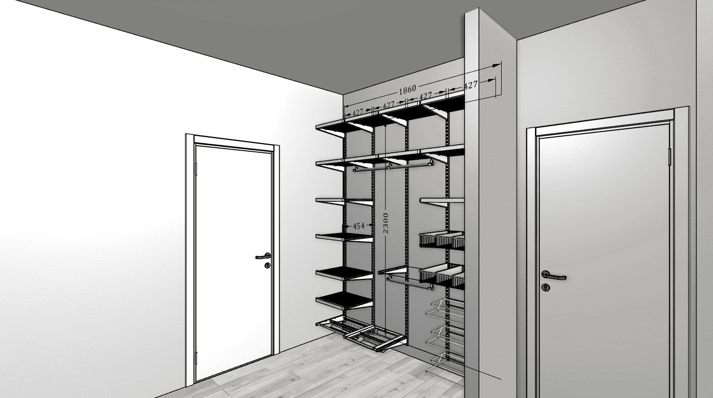 Гардеробная ARISTO со складными дверями — практичное решение для узких проходов и маленьких помещений