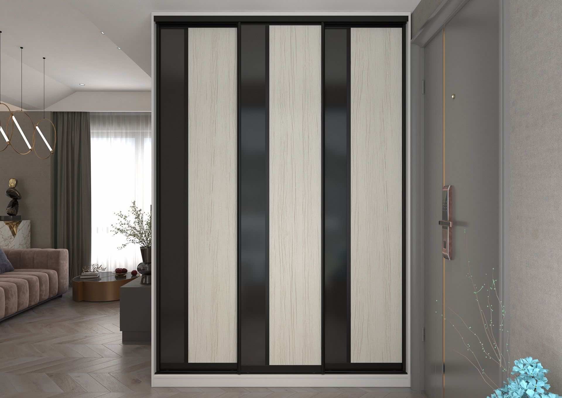 Гардероб «Древесный белый» — стильная система хранения с ЛДСП и сетчатыми корзинами