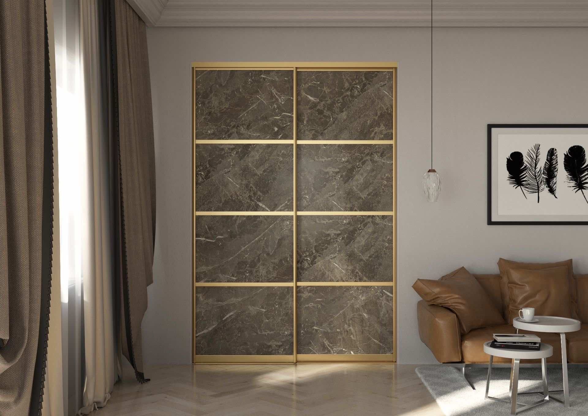 Гардеробная с дверями-купе «Золото матовое» — стильная система хранения
