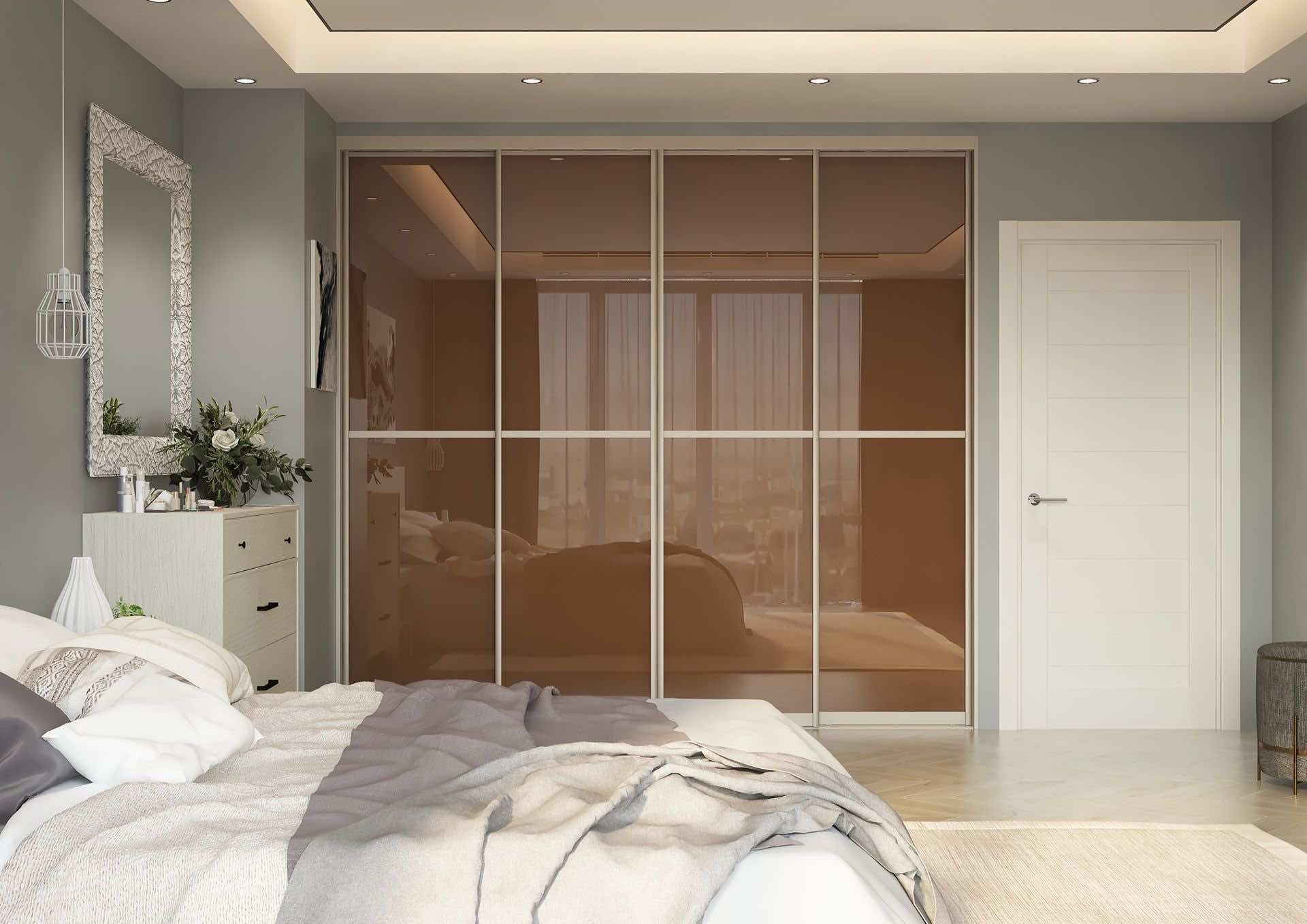 Гардеробная ARISTO со стеклом «Бронза» — система хранения 265×45×230 с корзинами и обувницами