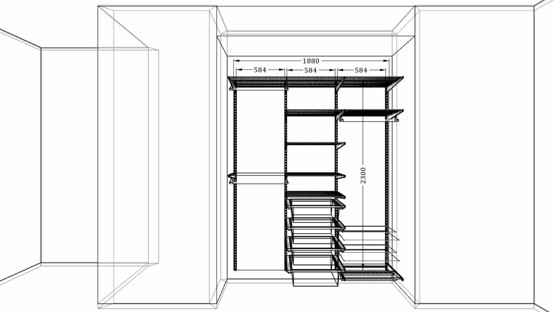 Ниша под гардеробную — основа для установки модульной системы хранения