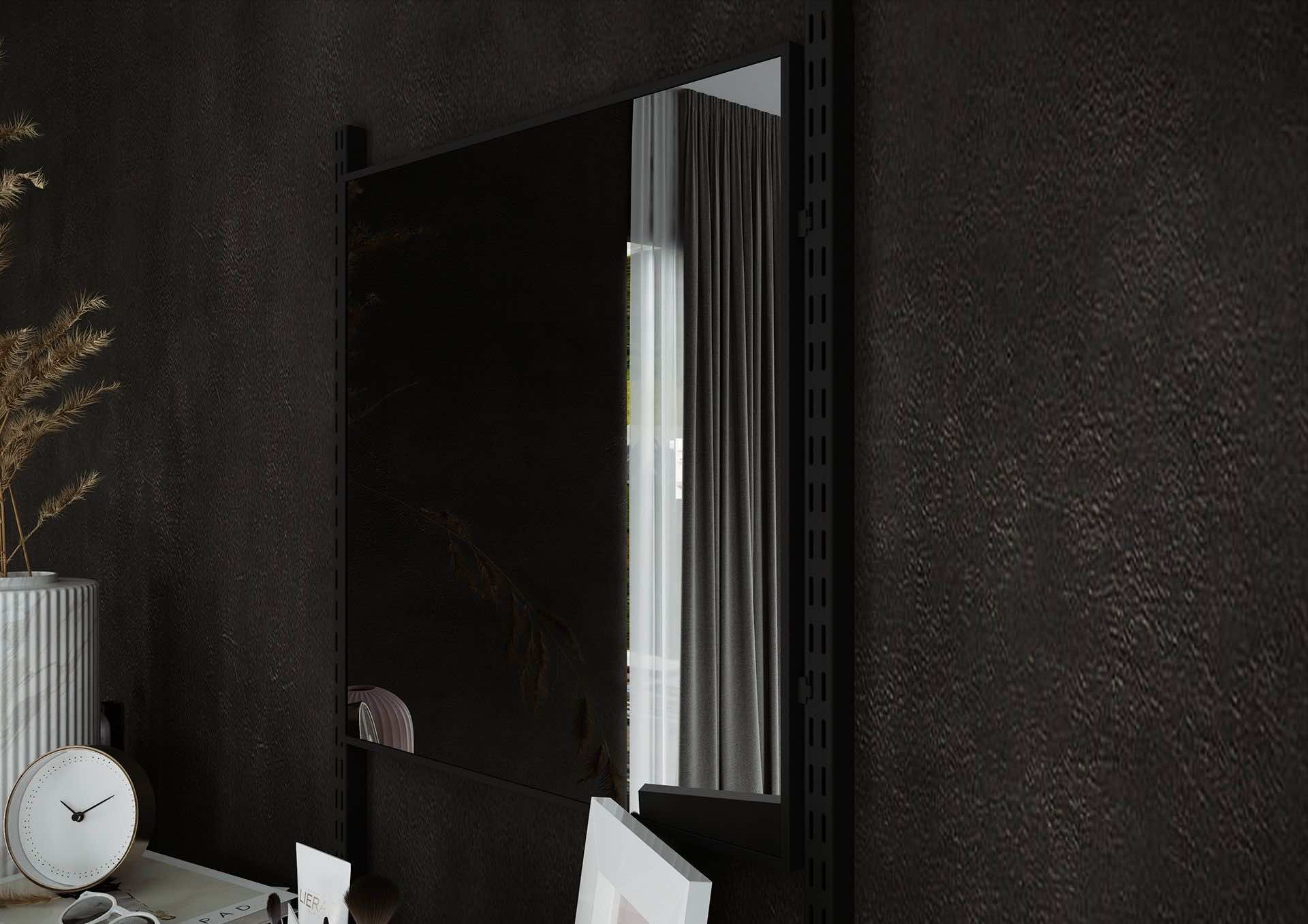 Открытые полки с зеркалом — лёгкое решение для хранения и визуального расширения пространства