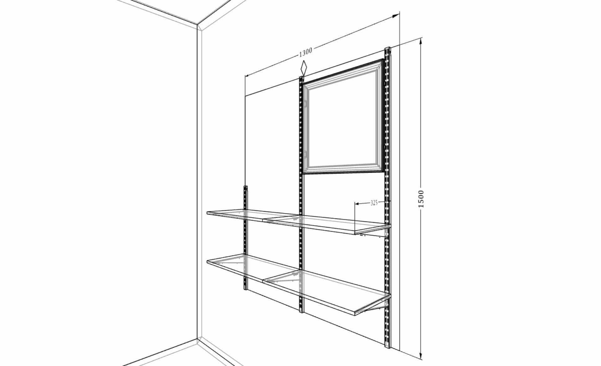 Открытые полки с зеркалом — лёгкое решение для хранения и визуального расширения пространства