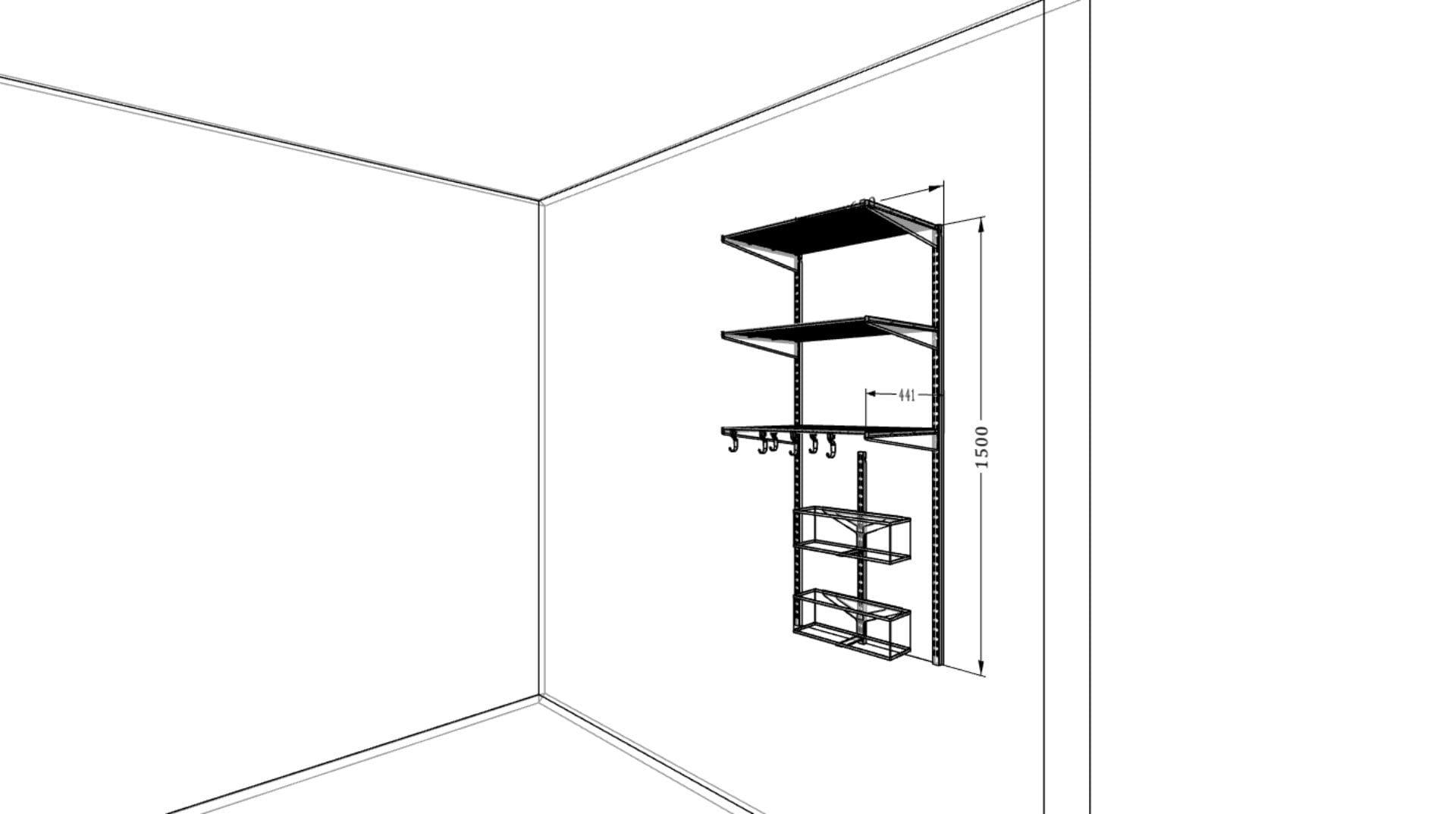 Настенные полки для подростка — металлическая конструкция с корзиной и крючками