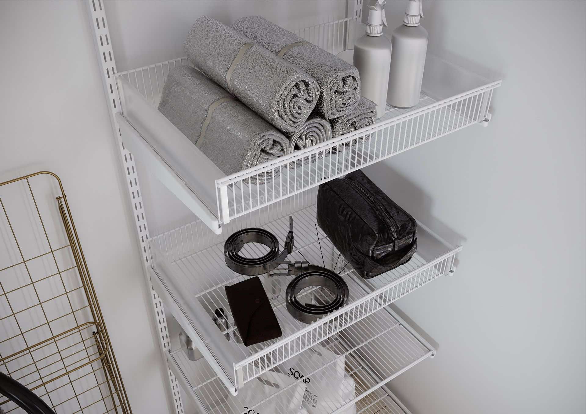 Система хранения ARISTO 128×45×240 в нише — вентилируемые полки и корзины