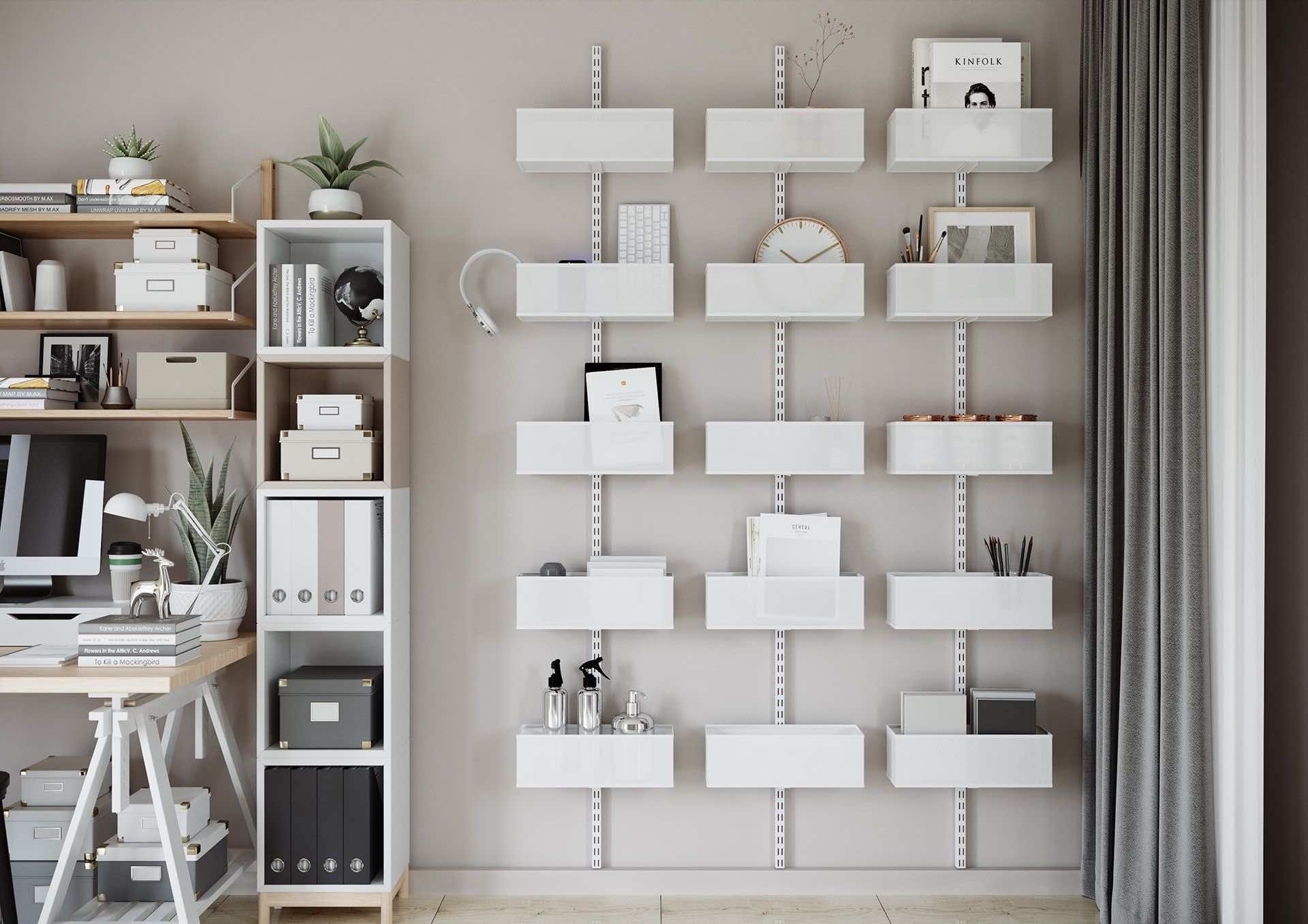 Стеллаж из навесных корзин — функциональная система для хранения вещей и аксессуаров