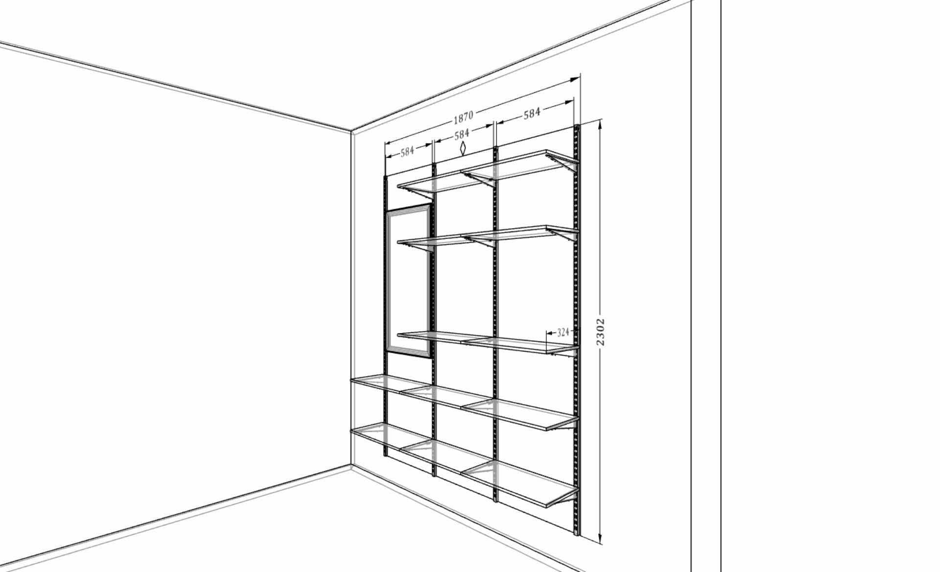 Настенное зеркало ARISTO с полками — узкая алюминиевая конструкция для прихожей и гостиной