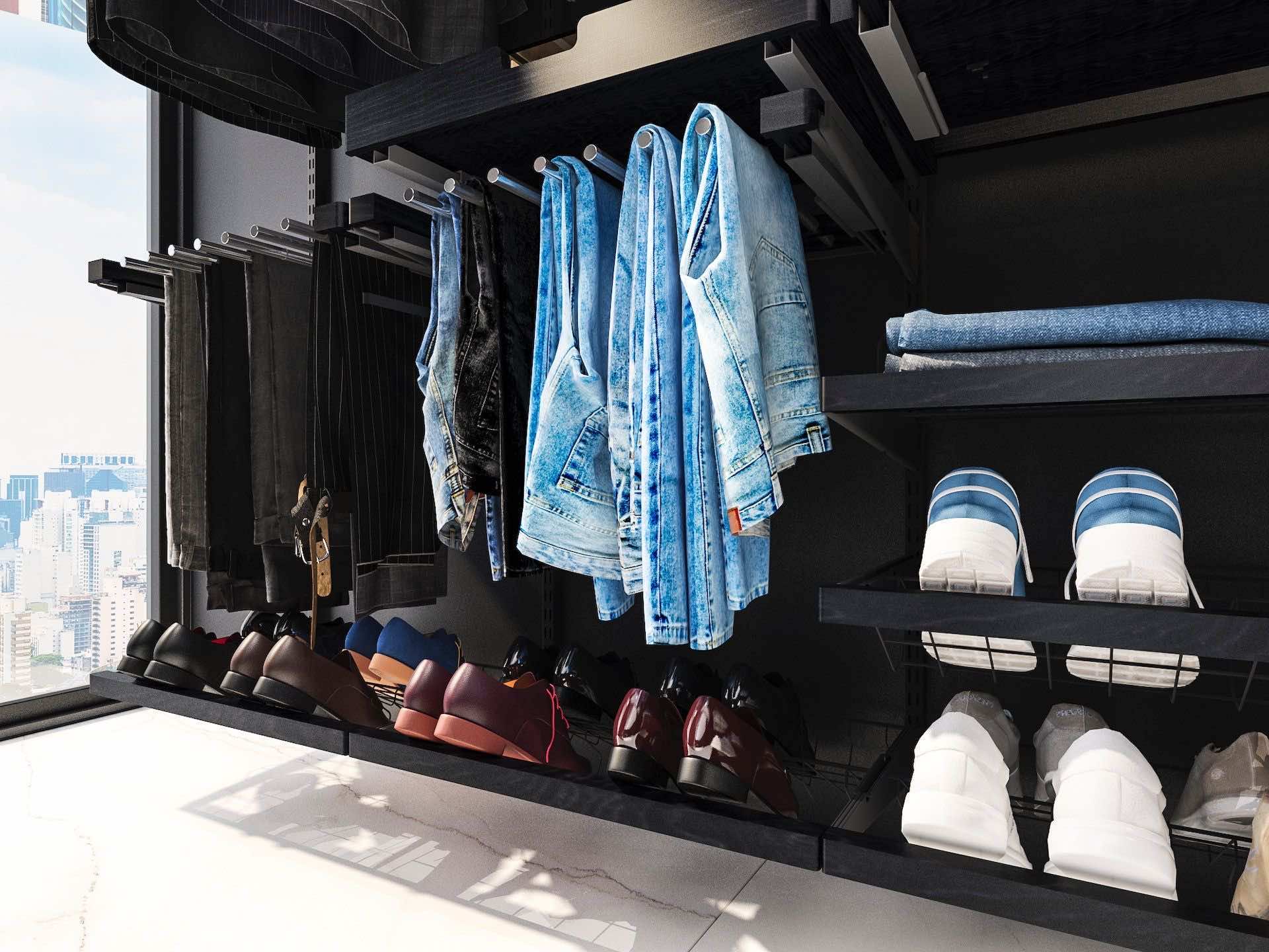 Мужская гардеробная ARISTO — функциональная система хранения в современном стиле