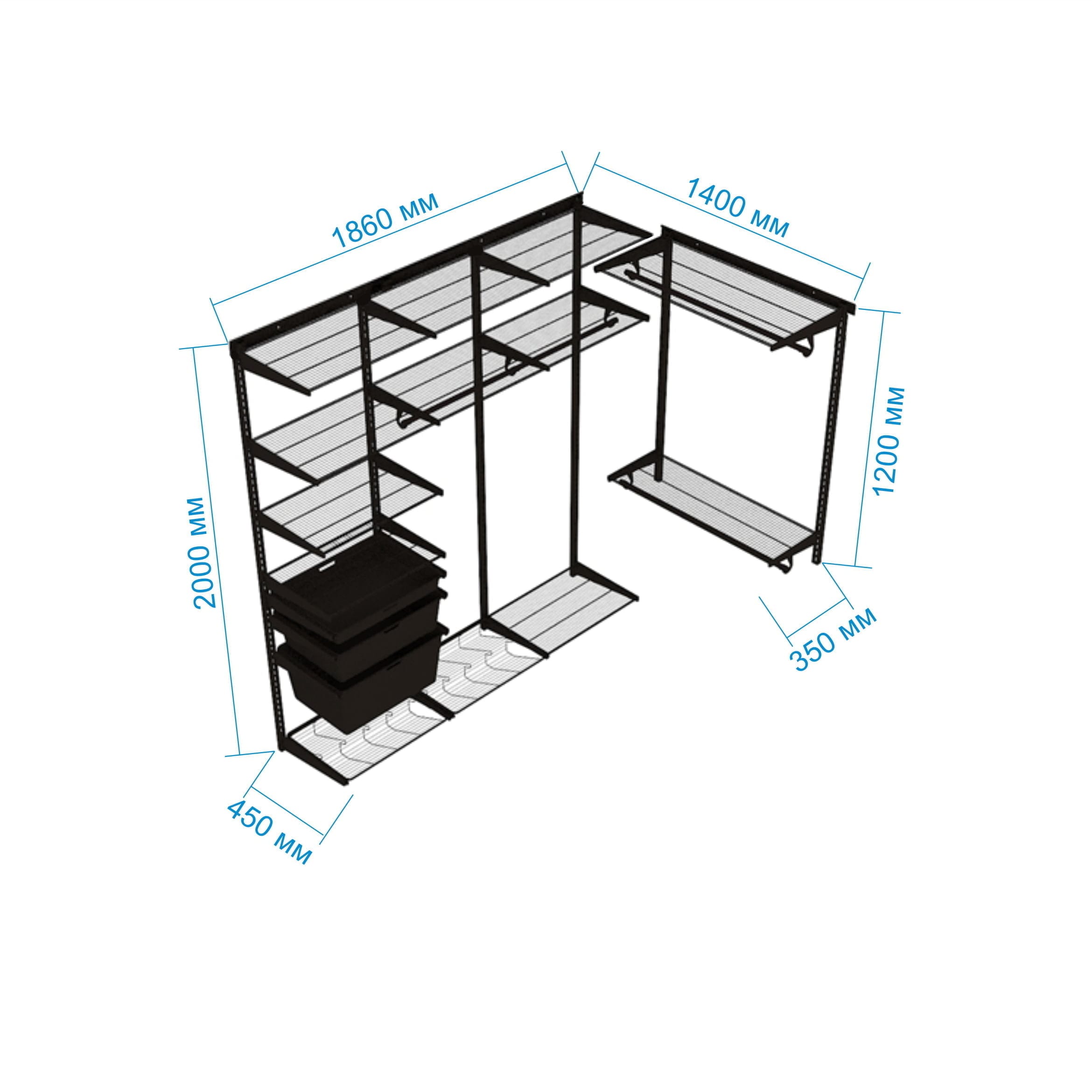 Гардеробная система №22 в сером цвете — современное решение хранения для прихожей