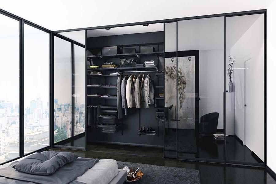 Гардеробная Enigma Grey — система хранения с декоративным стеклом