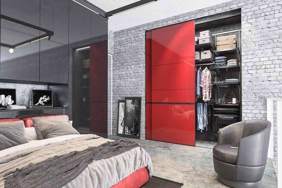 Чёрная гардеробная ARISTO с дверями NOVA — минималистичная система для спальни