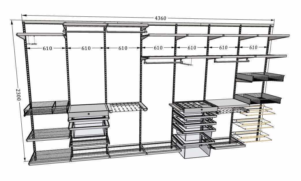 Семейная гардеробная ARISTO — вместительная система хранения для гардероба всей семьи