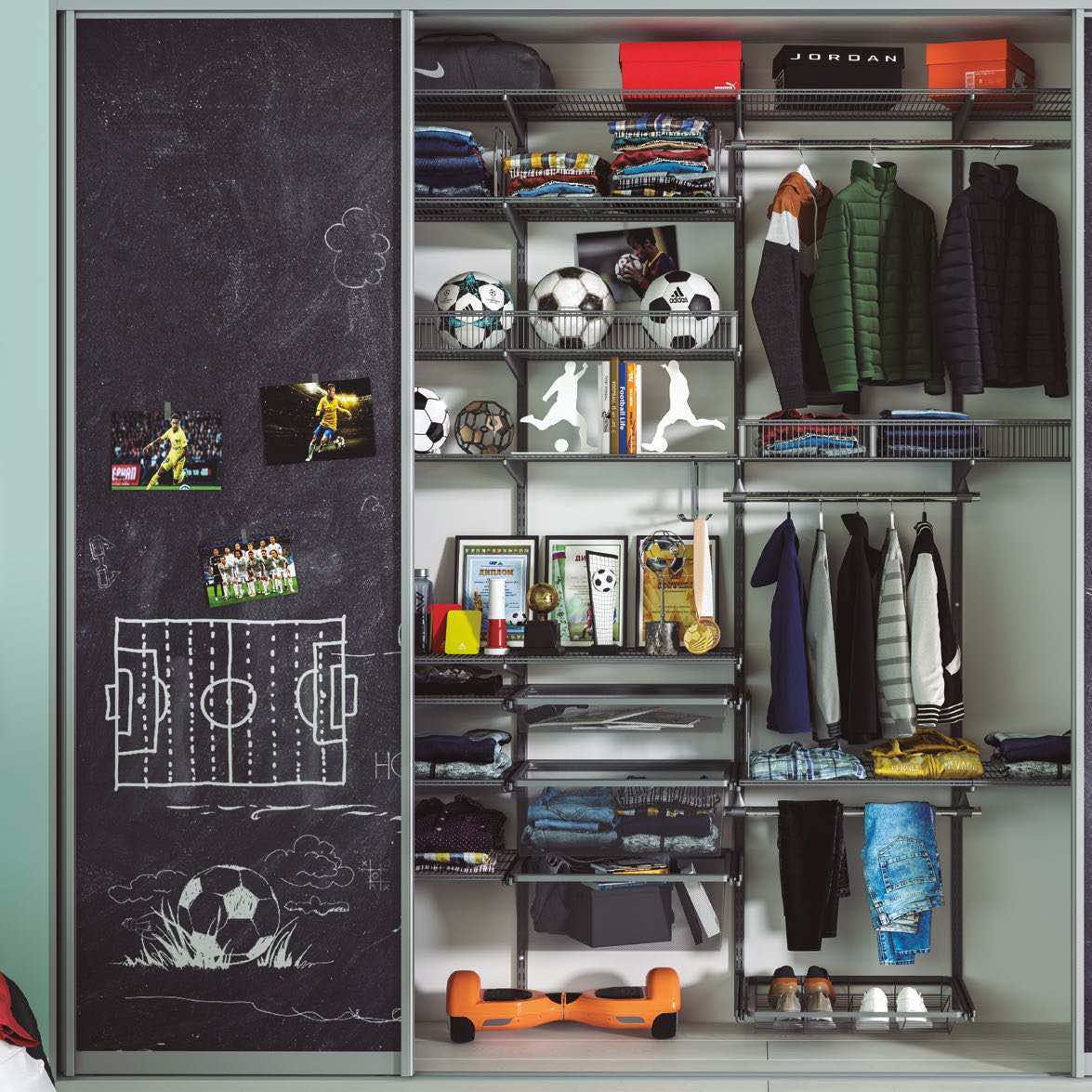 Гардеробная для подростка — сетчатая система хранения для детской комнаты