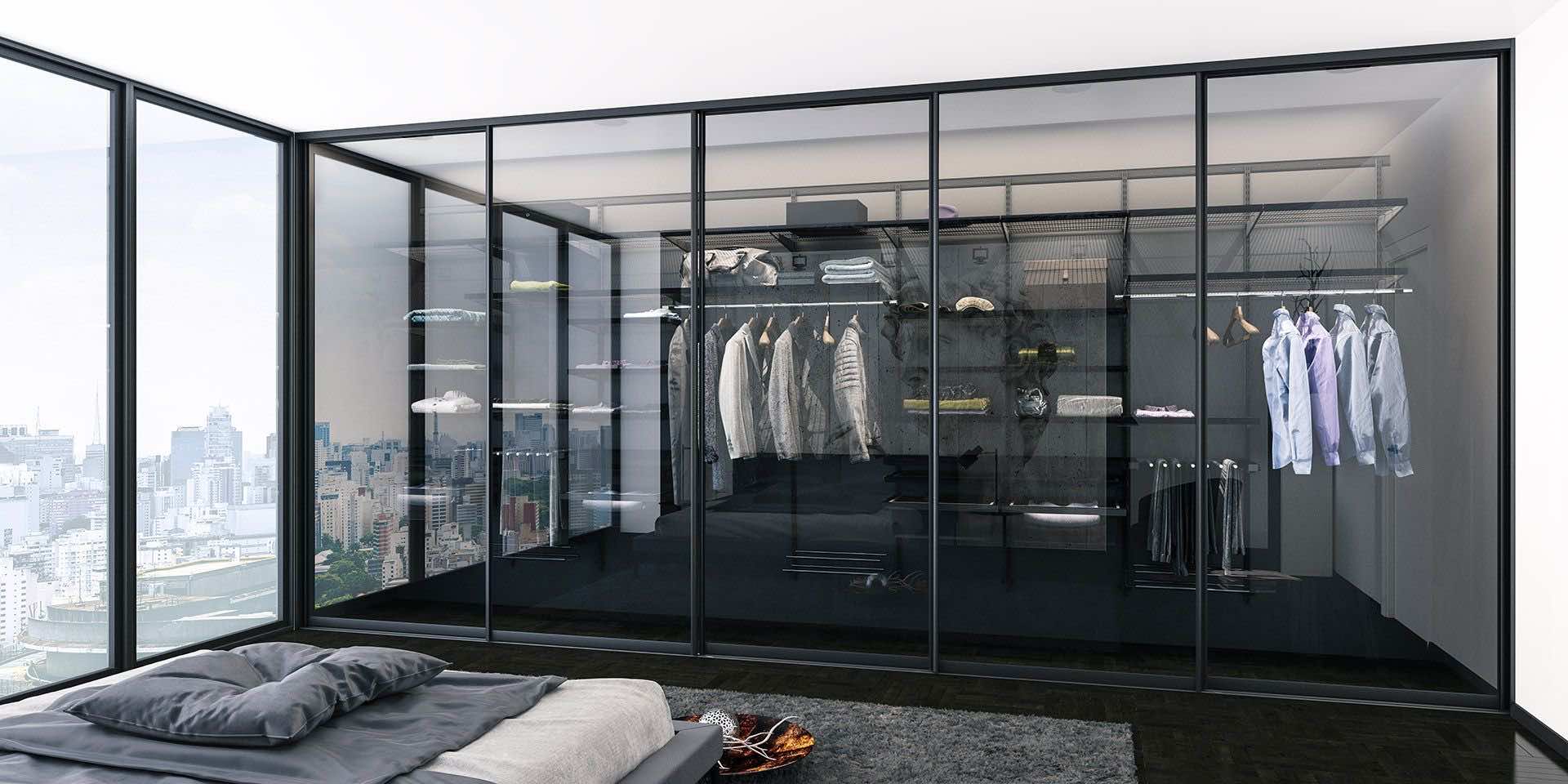 Гардеробная Enigma Grey — система хранения с декоративным стеклом