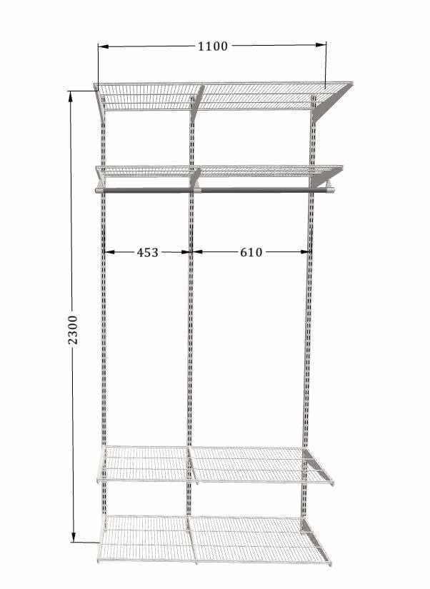 П-образная гардеробная с сетчатыми полками и корзинами — установка за 3 дня