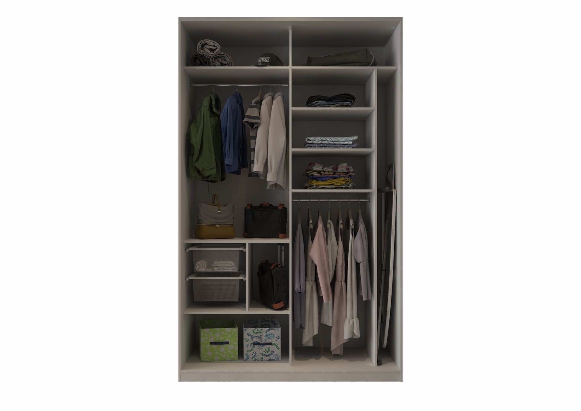 Шкаф-купе «Молочный сатин – ЭКО» для стильного хранения в спальне