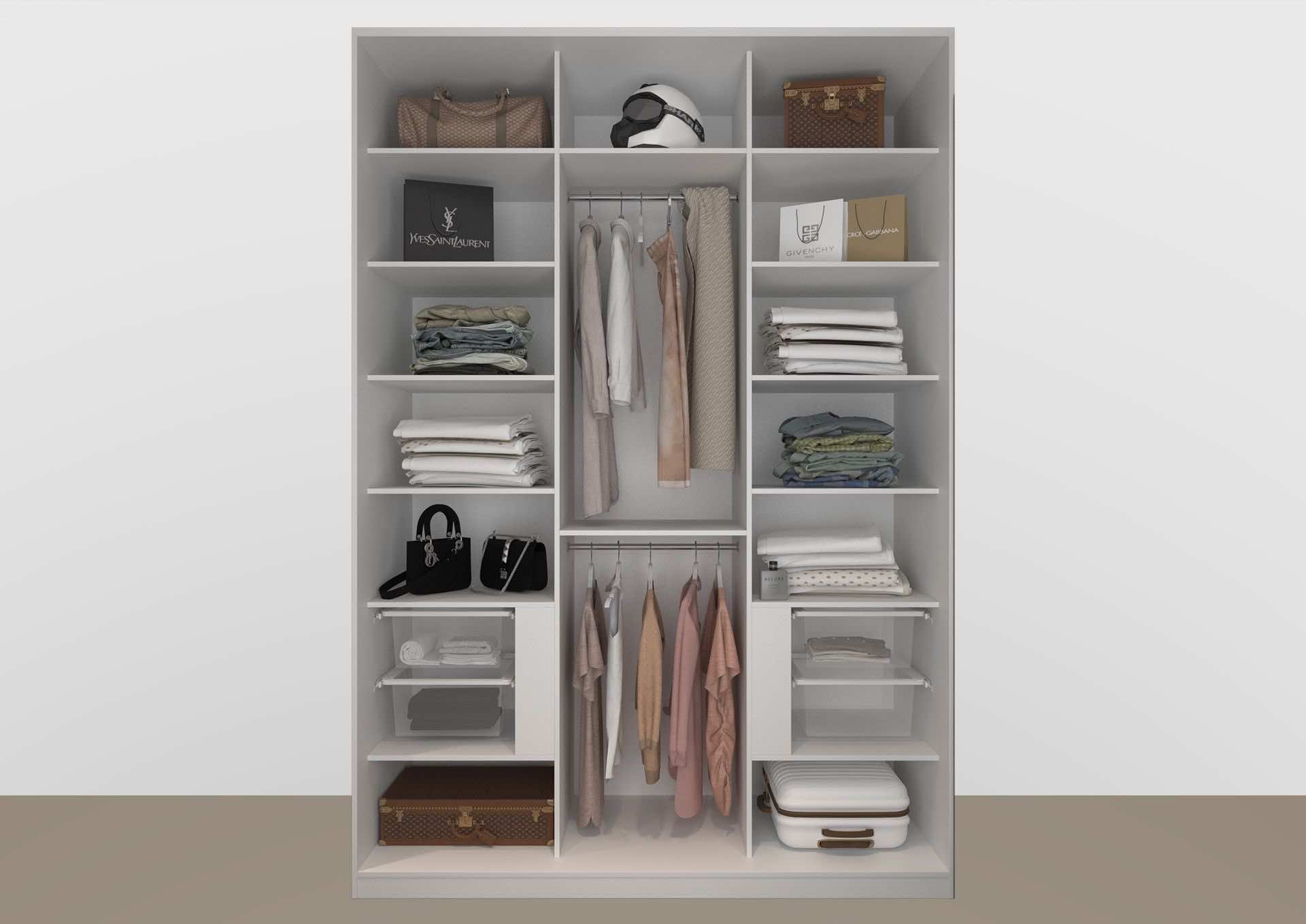 Гардероб «Древесный белый» — стильная система хранения с ЛДСП и сетчатыми корзинами