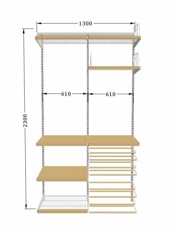 Угловая гардеробная женская — белая система с навесным креплением