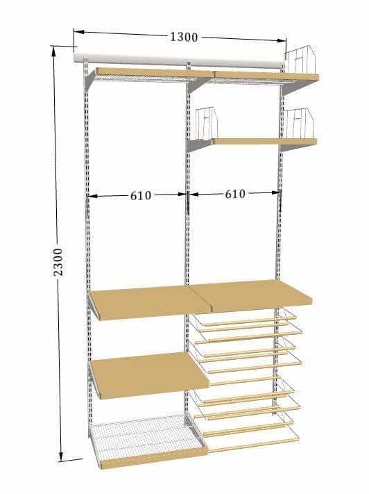 Угловая гардеробная женская — белая система с навесным креплением