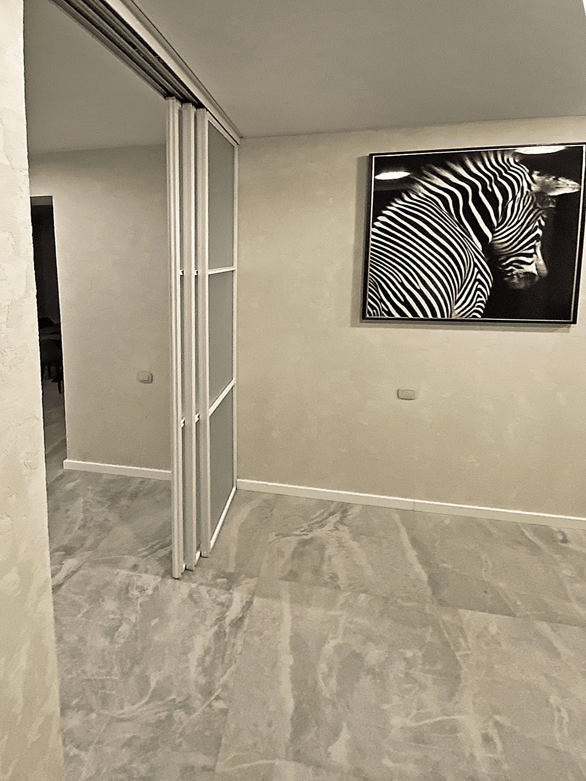 Перегородка для гардеробной из прозрачного стекла