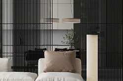 Двери-купе в черном профиле для гардеробной с зеркалом и стеклом