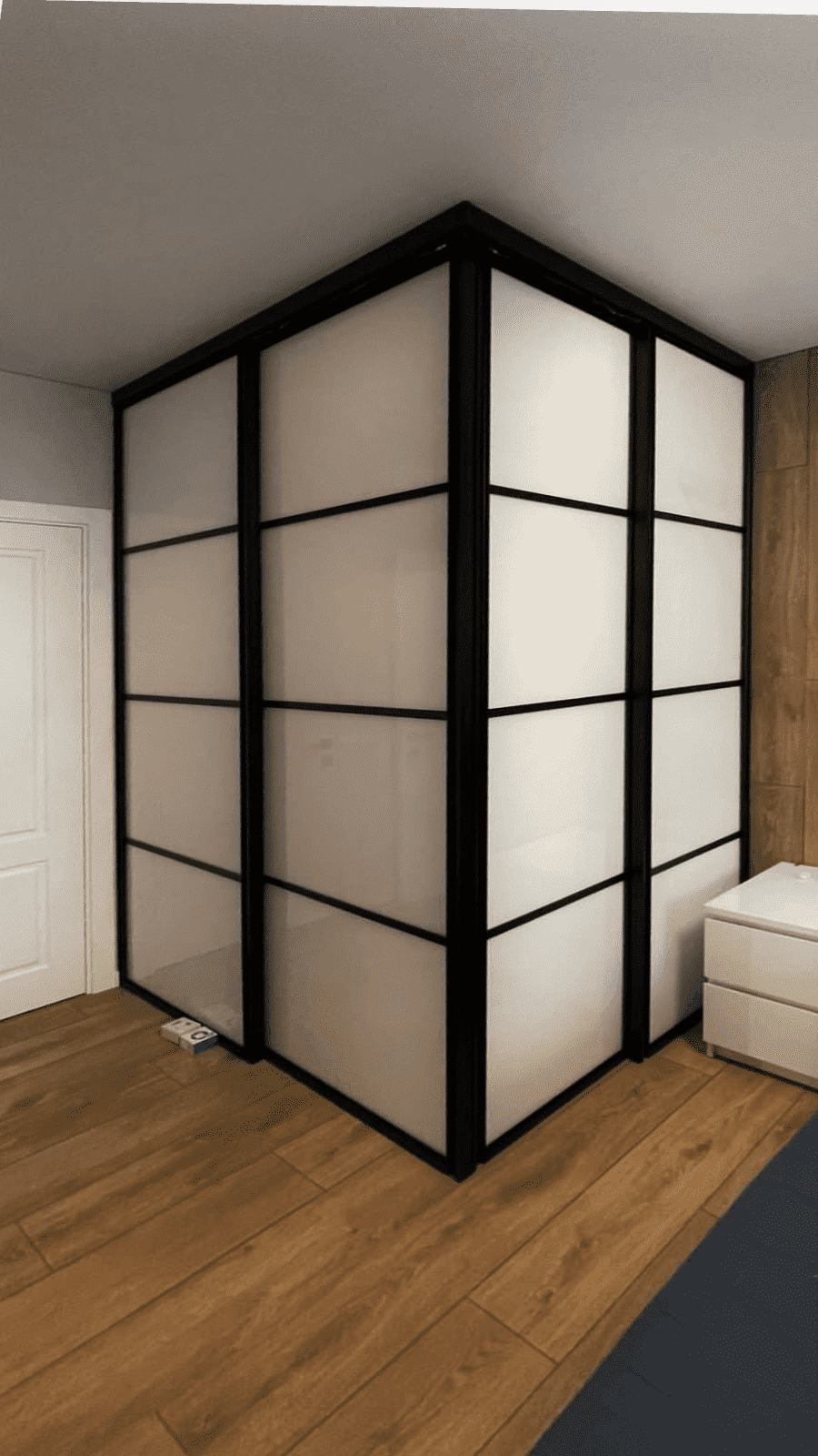 Перегородка в гардеробную с алюминиевым профилем