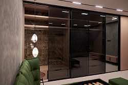 Подвесная перегородка для прихожей с немецким профилем и стеклянным наполнением