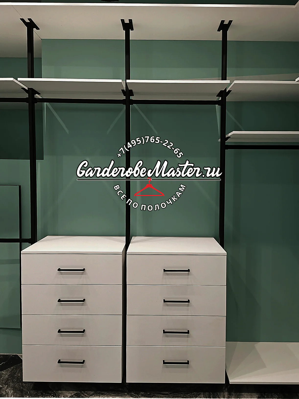 Гардеробная система VITRA BLACK с LED подсветкой и фурнитурой Blum