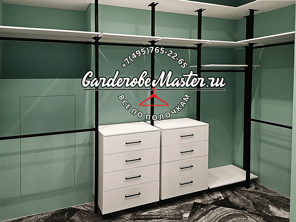 Гардеробная система VITRA BLACK с LED подсветкой и фурнитурой Blum