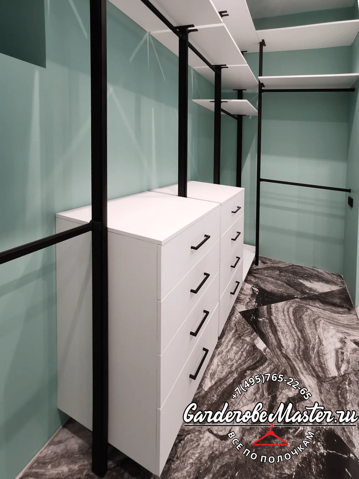 Гардеробная система VITRA BLACK с LED подсветкой и фурнитурой Blum