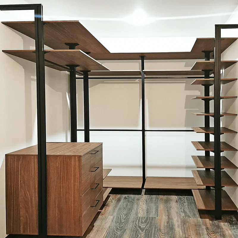 Гардеробная система Stilos Black из алюминия и лдсп с индивидуальным дизайном