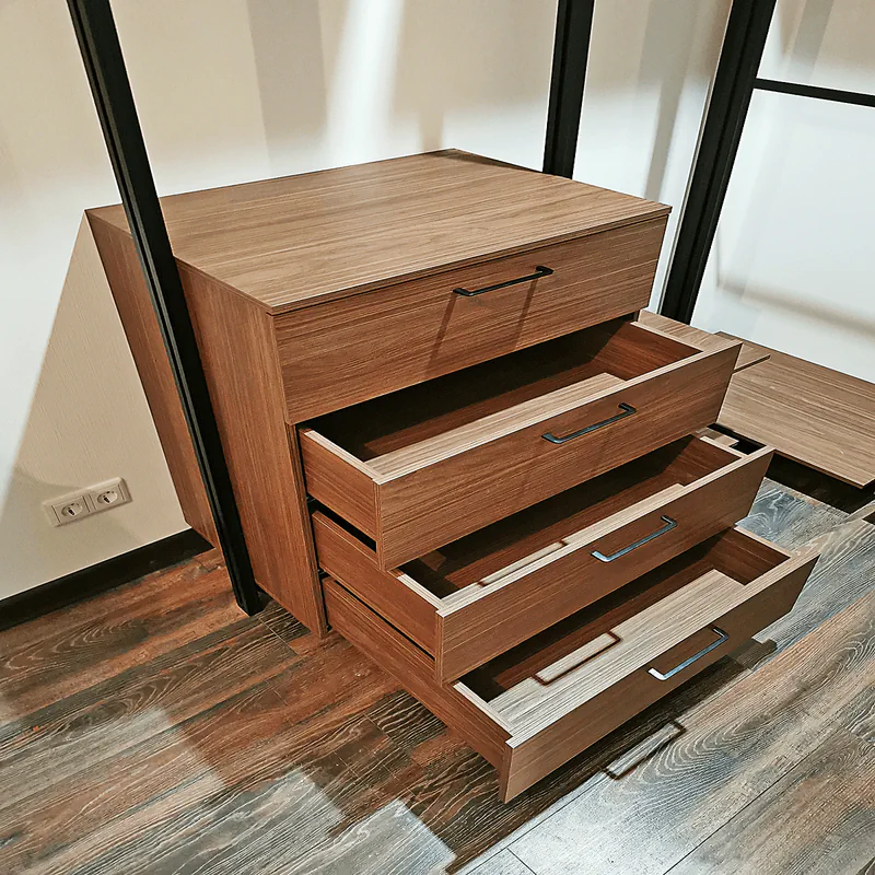 Гардеробная система Stilos Black из алюминия и лдсп с индивидуальным дизайном