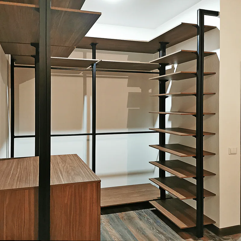 Гардеробная система Stilos Black из алюминия и лдсп с индивидуальным дизайном