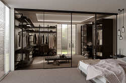 Стеклянная перегородка в стиле лофт для зонирования пространства