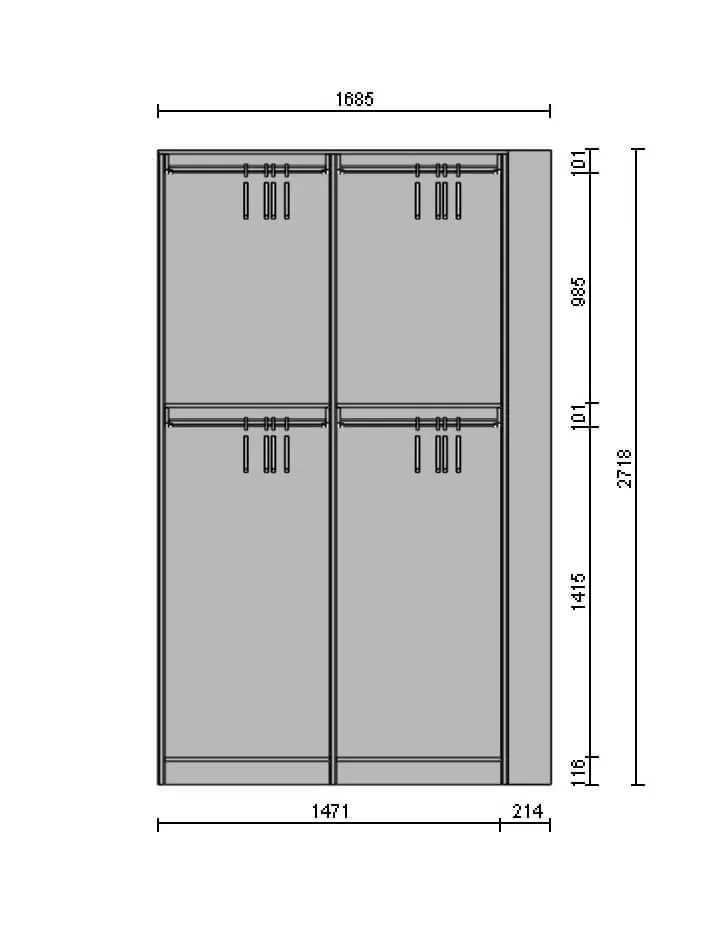 Гардеробная система Stilos Black с алюминиевым профилем и LED подсветкой