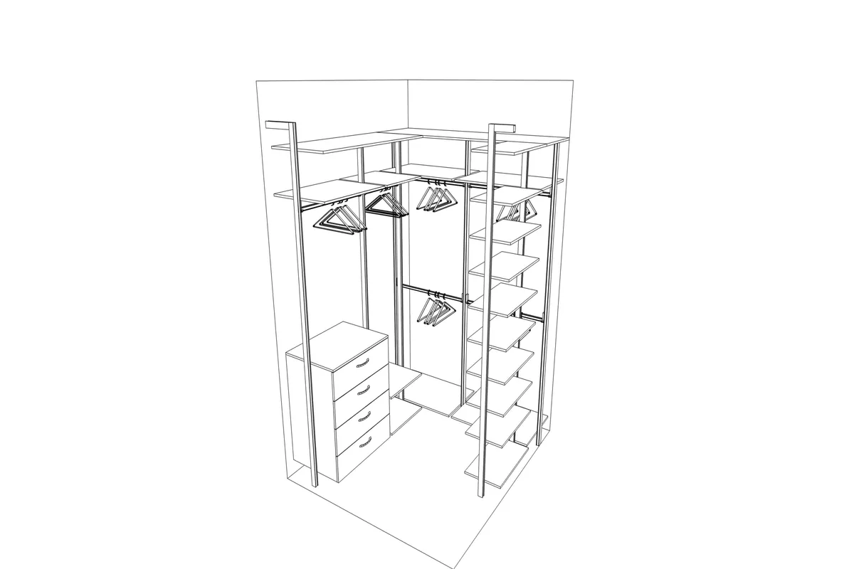 Гардеробная система Stilos Black из алюминия и лдсп с индивидуальным дизайном