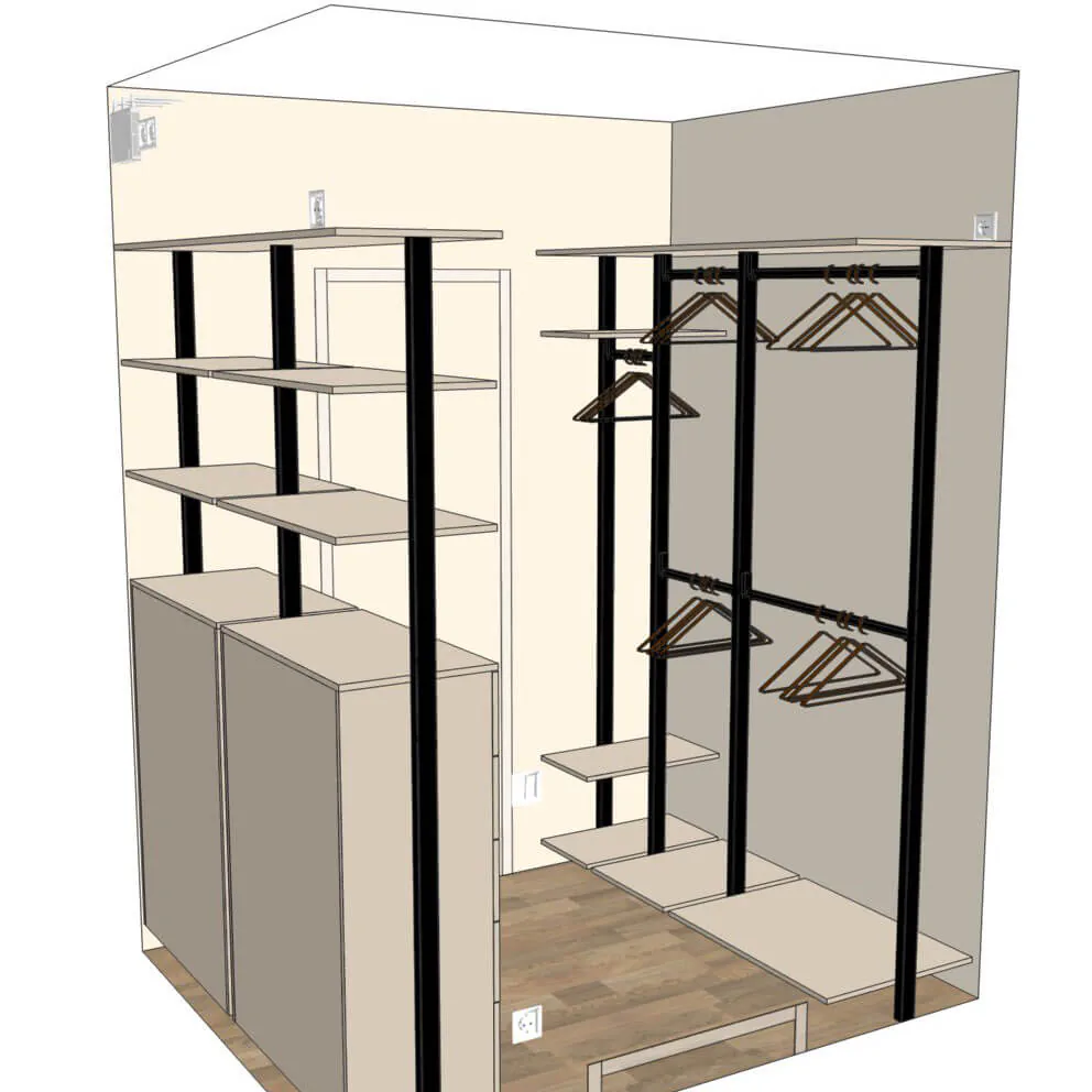 Гардеробная система на стойках Vitra Black с индивидуальным выбором цвета и фурнитуры