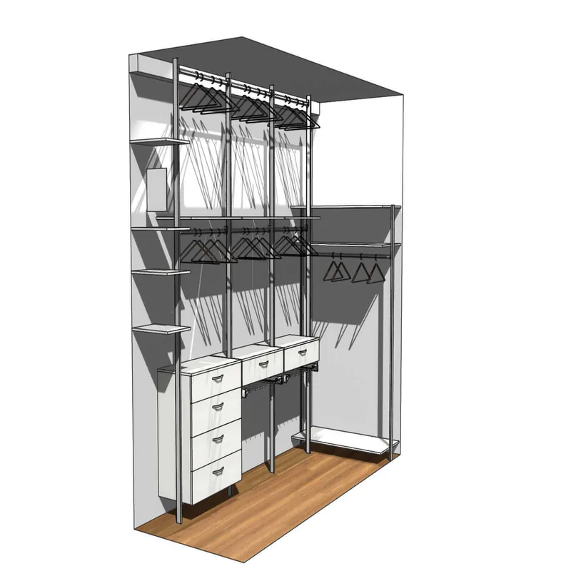 Гардеробная система SLIM EUREKA с постирочной для функционального хранения вещей