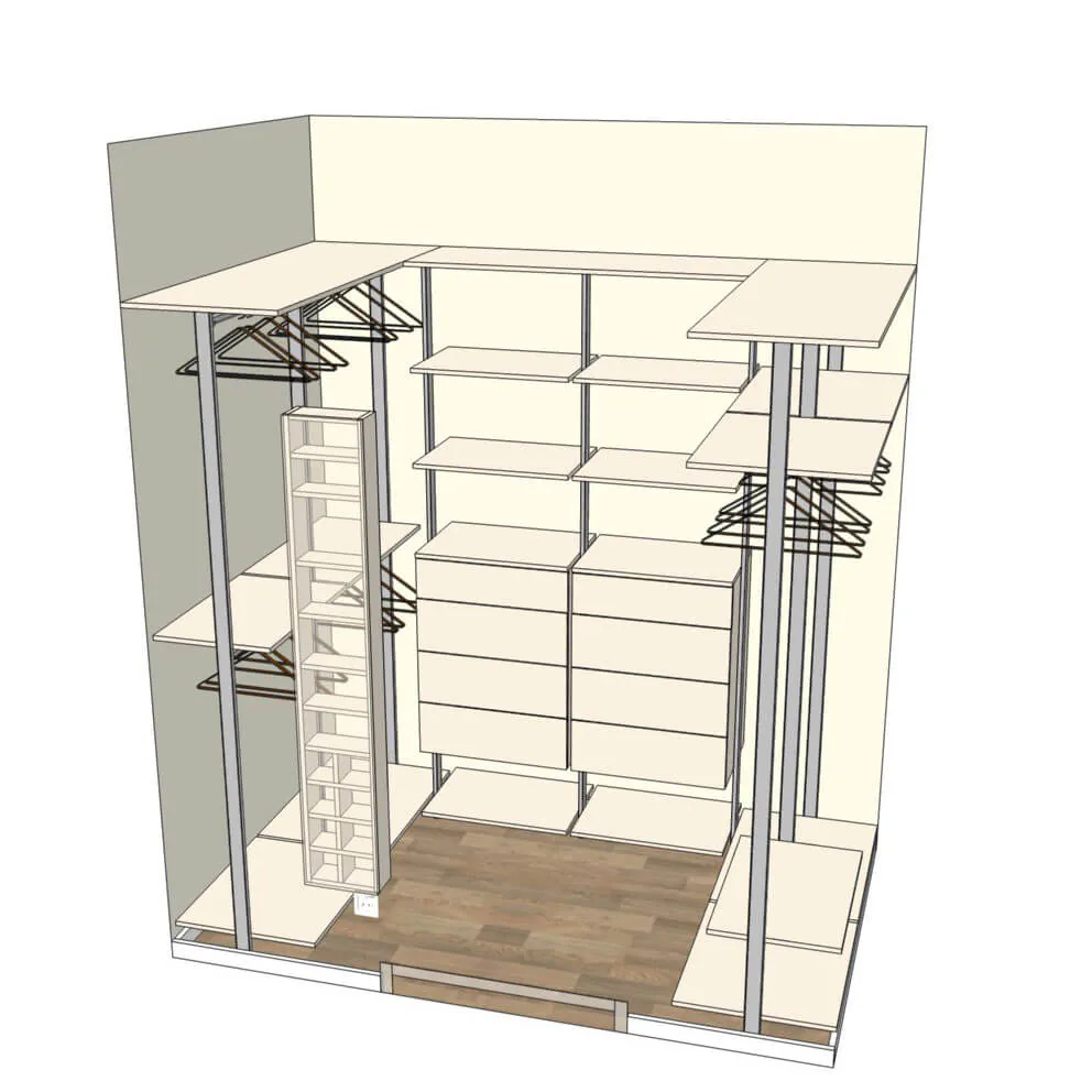 Гардеробная система на стойках из анодированного алюминия Stilos Gold от EUREKA ITALIA